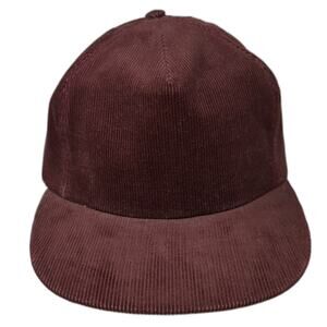 University Square Snapback Hat Red One Size 5 Panel Corduroy Made in USA Blank